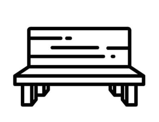 Line drawing of a couch or sofa with cushions and legs, shown in profile view